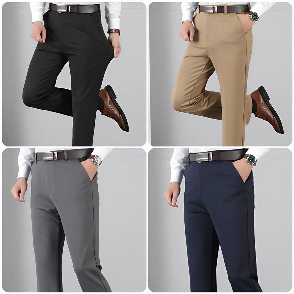 Calça Social Match Masculina - Reta Plissada - Resistente Rugas - Modelo M4