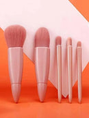 Kit Mini Pincéis Rosa Gold + Porta Pincéis Portátil com Espelho