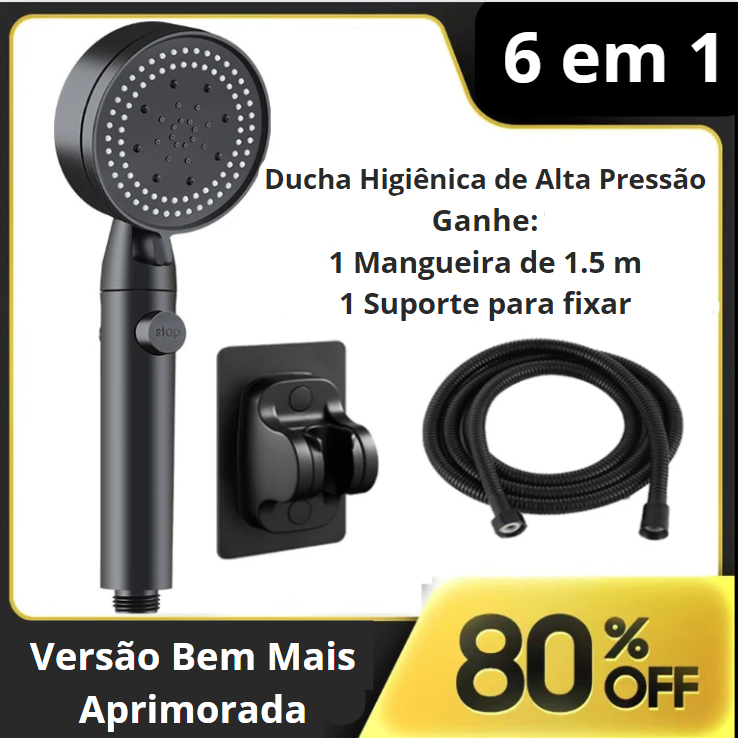 Ducha Higiênica de Alta Pressão 6 em 1