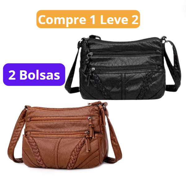 Bolsa Feminina Transversal de Couro  - Elite Chic - Compre 1 Leve 2