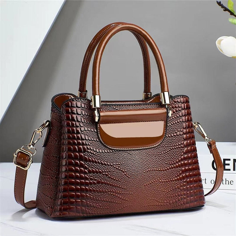 Bolsa Feminina em Couro Legítimo Texturizada Crocodilo - Classica Lux