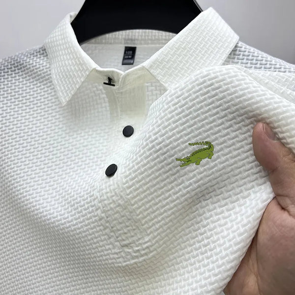 Camisa Polo Masculina de Algodão com Botão - Tecido Respirável