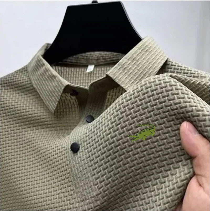 Camisa Polo Masculina de Algodão com Botão - Tecido Respirável