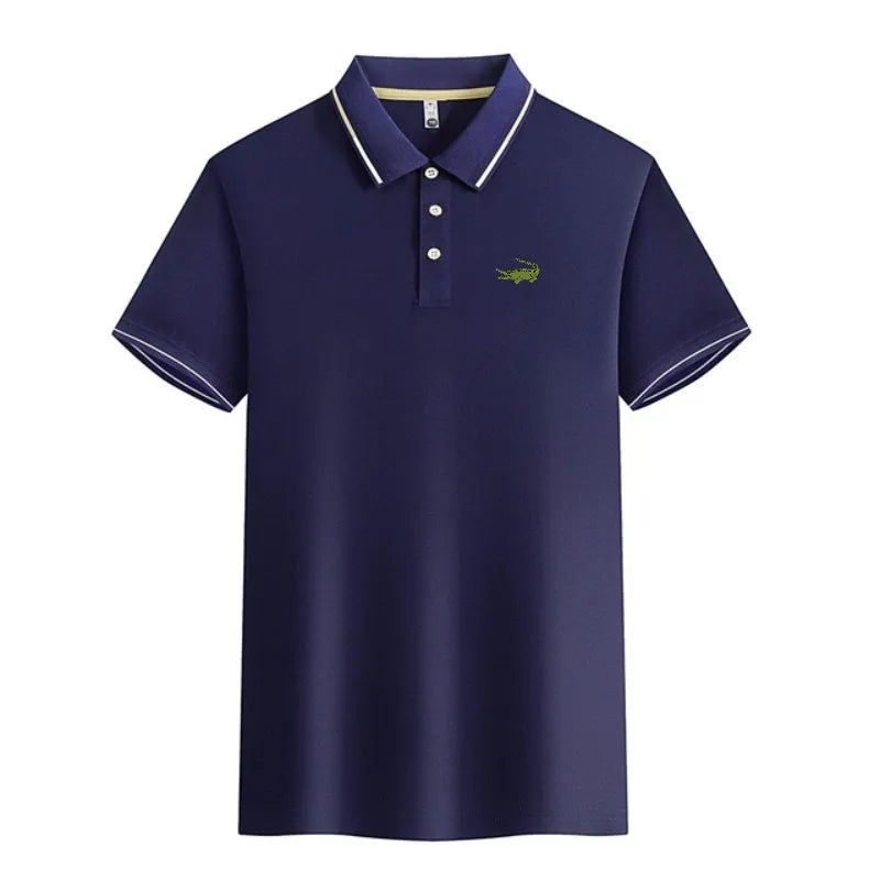 Camisa Polo Masculina de Algodão com Botão - Tecido Respirável