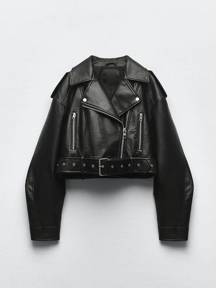 Jaqueta de Couro Preta Feminina - Biker