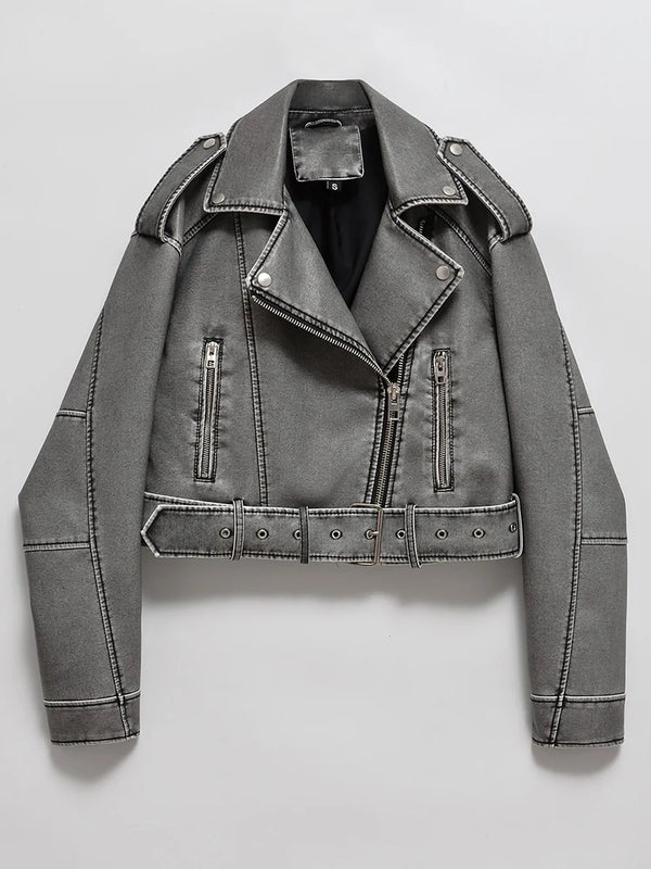 Jaqueta de Couro Feminina - Biker Retro