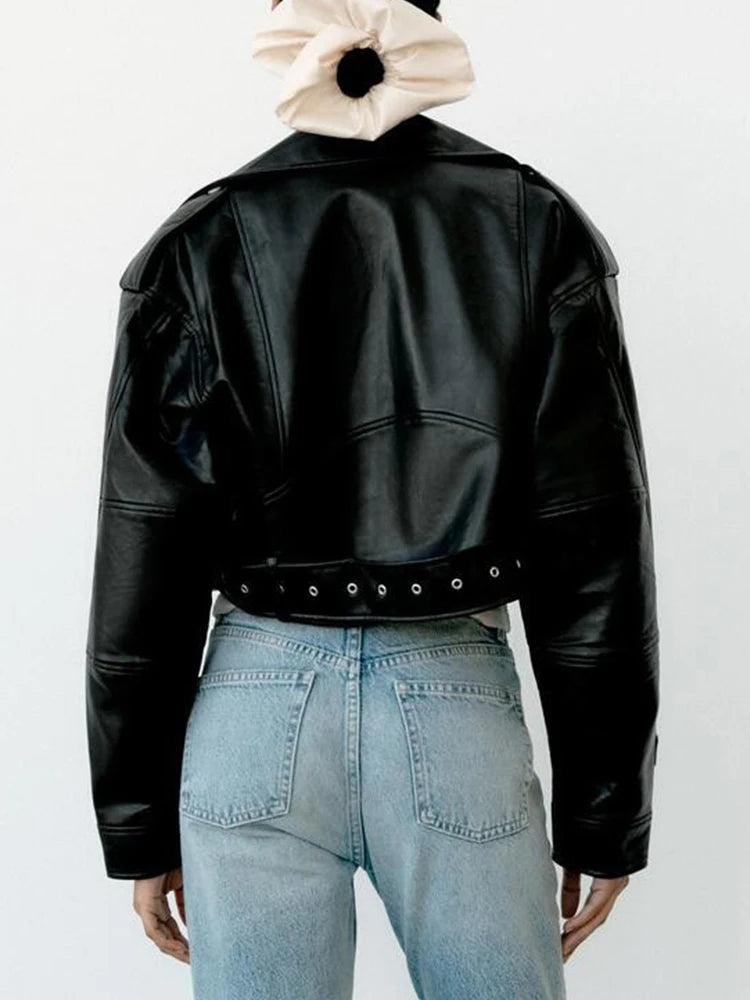 Jaqueta de Couro Preta Feminina - Biker