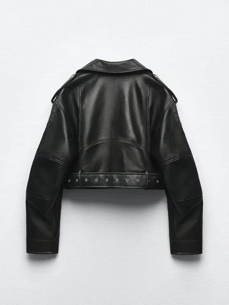 Jaqueta de Couro Preta Feminina - Biker