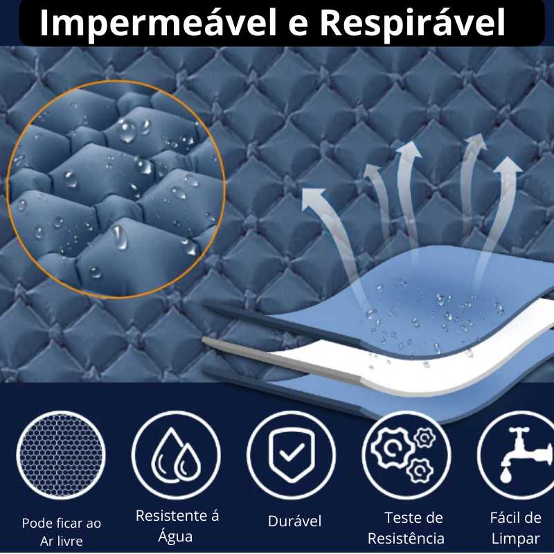 Colchão Inflável, Impermeável - Ganhe de Presente a Mochila para Transportar