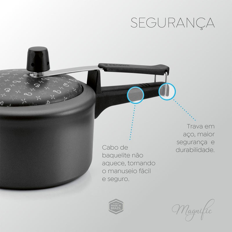 Jogo de Panelas Completo Preto Antiaderente 10 Peças Alumínio Magnific - Panelux