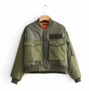 Jaqueta Cropped Feminina Bomber Verde Oliva - Poly Breeze